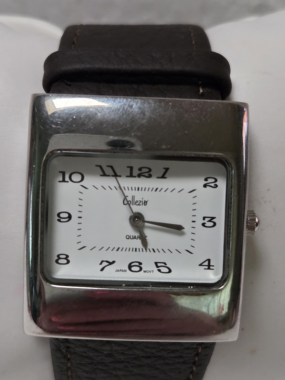 Women's White Dial Brown Leather Strap Watch